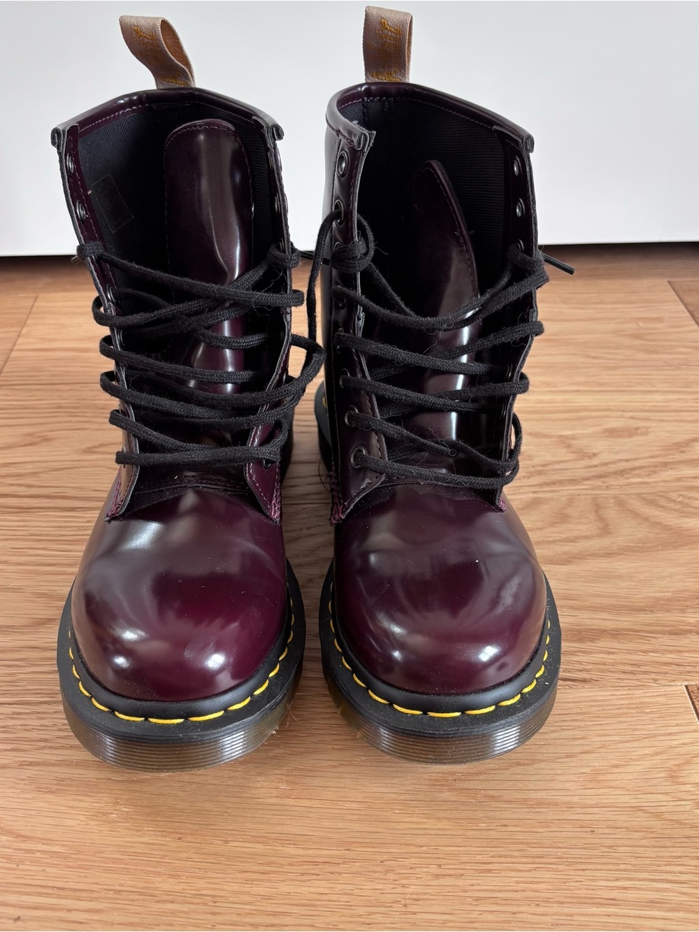 Dr. Martens Women's Glossy Burgundy Lace-Up Combat Boots